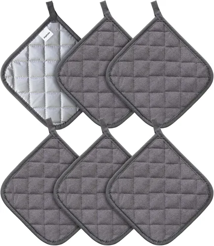 Miniatura 28 de Joyhalo Paquete de 6 agarraderas para ollas de cocina, agarradera de horno de algodón con gran resistencia al calor, almohadillas térmicas Especias
