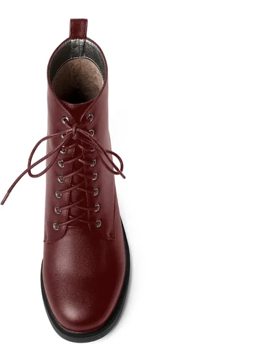 Miniatura 10 de ROSERWISH Botas altas de tacón bajo y grueso para mujer, con cordones, cómodas, modernas, con puntera redonda, de 2.5 pulgadas