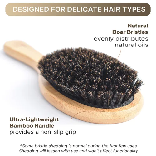Miniatura 4 de Cepillo de cerdas de jabalí para mujeres y hombres, cepillo de pelo natural 100% cerdas suaves de jabalí para cabello fino y delgado