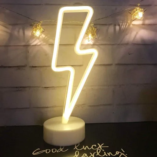 Miniatura 8 de Cartel de neón LED para interior, luz nocturna con base de soporte, funciona con batería/USB, luz decorativa de neón