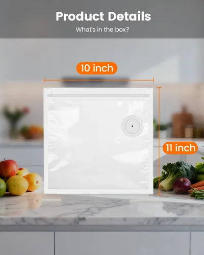 Miniatura 2 de 30 bolsas reutilizables selladoras al vacío para alimentos, bolsas de almacenamiento de alimentos de 10 x 11 pulgadas, bolsas herméticas duraderas