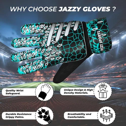 Miniatura 7 de Guantes de portero de fútbol para niños, jóvenes y adultos, guantes de portero de fútbol funky con doble protección para la muñeca de 0.157 in