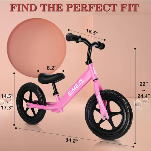 Miniatura 3 de Bicicleta de equilibrio de 12 pulgadas para niños y niñas de 2, 3, 4, 5 años de edad, sin pedal, caminar, equilibrio, entrenamiento, bicicleta Rosa