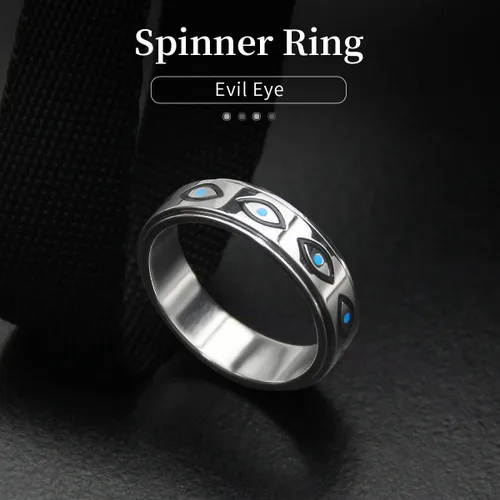 Miniatura 3 de Anillo de ansiedad para mujer, anillos giratorios: anillos giratorios de acero inoxidable de 0.236 pulgadas (0.236 in) con luna y estrella