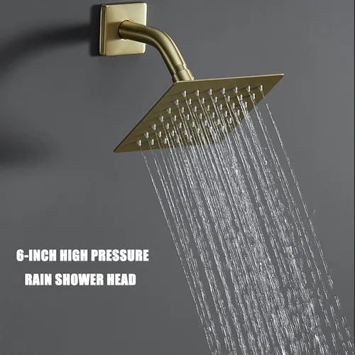 Miniatura 4 de SOOOHOT Accesorios de ducha dorados cepillados, juego de grifo de bañera y ducha con cabezal de ducha dorado de 6 pulgadas y boquilla de tina, juego