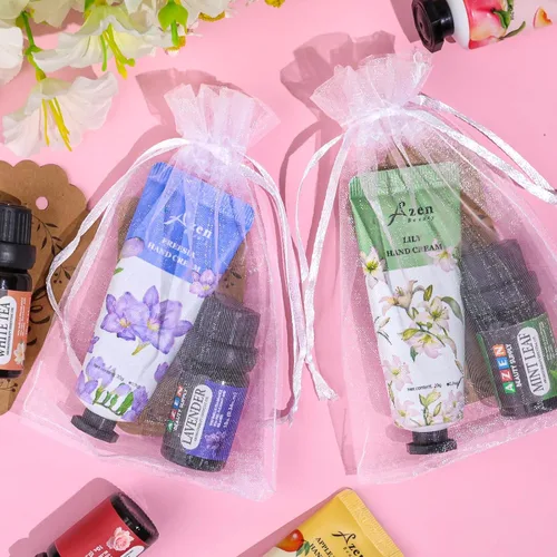 Miniatura 5 de AZEN 30 juegos de regalos a granel, crema de manos y aceites esenciales a granel con bolsa de organza, tarjeta de agradecimiento, regalos de baby