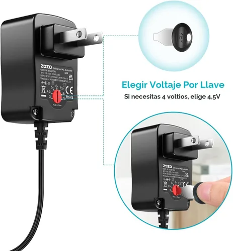 Miniatura 4 de Cargador CA universal Zozo multi voltaje para artículos electrónicos del hogar