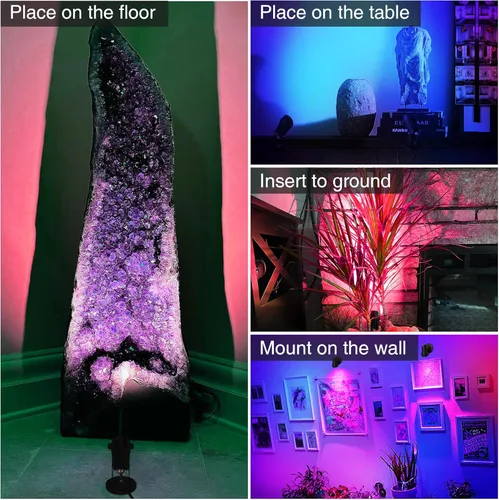 Miniatura 5 de SUNVIE RGBW - Focos de Navidad para interiores de 6 W, iluminación ascendente para interiores con control remoto, luces que cambian de color, focos