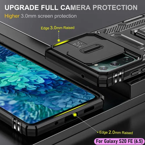 Miniatura 6 de Funda resistente para Samsung Galaxy S20 FE (5G), protección híbrida de goma de doble capa de grado militar con protector de cámara deslizante