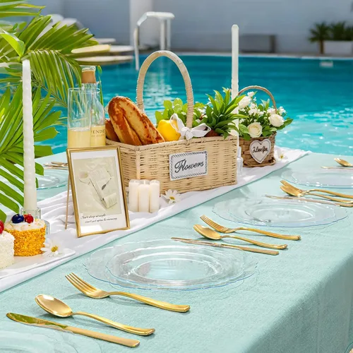 Miniatura 4 de WDF 60 platos desechables de plástico transparente para postre, 7.5 pulgadas, pequeños, desechables, para pasteles, aperitivos, postres para bodas
