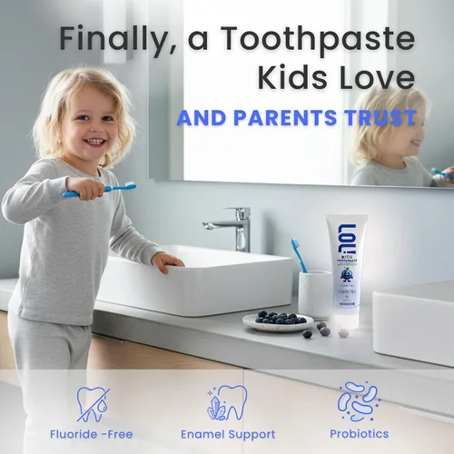 Miniatura 7 de LOL - Pasta de dientes para niños, sin flúor, pasta de dientes nano hidroxiapatita, probióticos, pasta dental de xilitol para niños