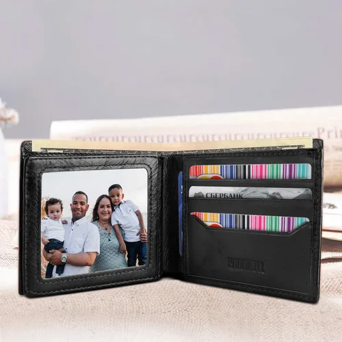 Miniatura 2 de YOOMALL Cartera de piel para hombre con bolsillo para monedero y ventana de identificación