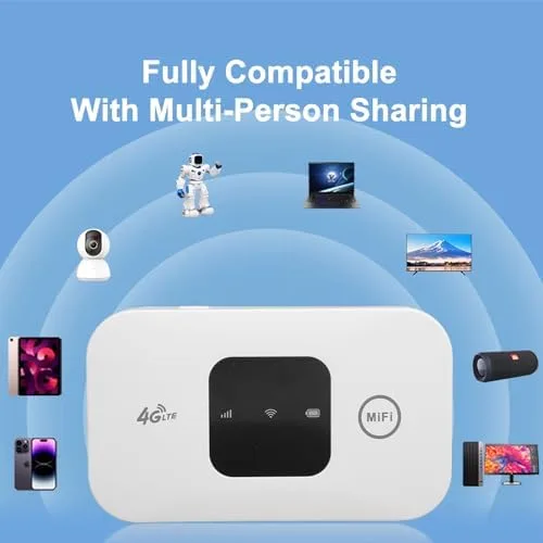 Miniatura 2 de Hotspot móvil, enrutador portátil de viaje soporta 10 usuarios al mismo tiempo, dispositivo de bolsillo con batería grande de 2100 mAh