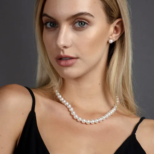 Miniatura 3 de Cryshimmer Gargantilla de perlas para mujer, cuentas de perlas sintéticas, collar y aretes, juego de bisutería