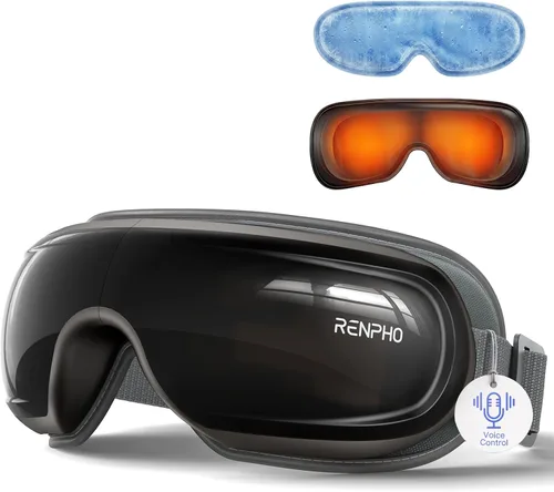 RENPHO - Masajeador de ojos con control de voz de calor y enfriamiento, regalos de cumpleaños para mujeres y hombres, HSA elegible para FSA, máscara
