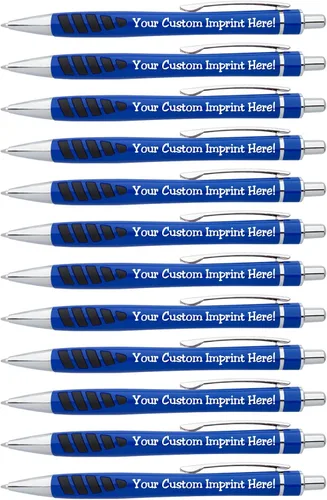 Miniatura 11 de ExpressDesigns™ - Su nombre o huella en nuestro bolígrafo Addison impreso personalizado - Agarre de goma para escribir comodidad y control, tinta