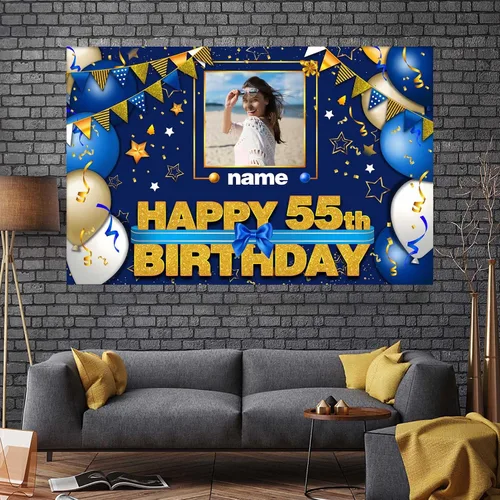 Miniatura 7 de Pancarta Personalizada de Decoraciones de Feliz Cumpleaños 101 - Telón de Fondo de 101 Años para Mujeres Hombres Niños Niñas Suministros de Fiesta