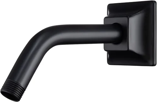 Miniatura 29 de Brazo de ducha de 16 pulgadas con brida, acero inoxidable negro mate de 90 grados, brazo de extensión de cabezal de ducha montado en la pared