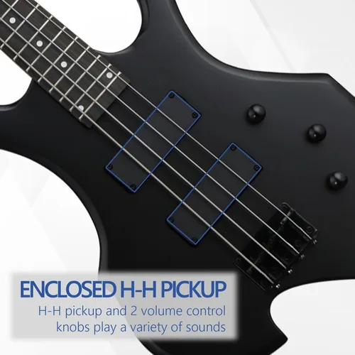 Miniatura 3 de Ktaxon Bajo Eléctrico Guitarra Estilo Fuego Ardiente con Bolsa Portátil para Bajo, Cable Premium, Correa de Guitarra Ajustable, Llave Herramienta