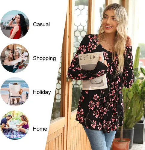 Miniatura 4 de LONGYUAN 2023 - Blusa de manga larga para mujer, estilo casual, holgada, holgada, cómoda, elástica, linda