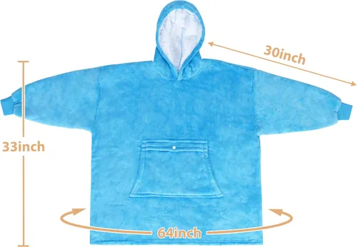 Miniatura 7 de Catalonia Sudadera tipo manta con capucha para niños, sudadera de sherpa extragrande para adolescentes jóvenes, idea de regalo Azul marino - Niños