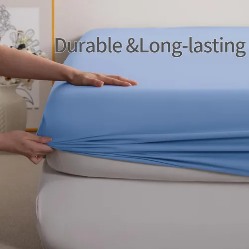 Miniatura 2 de BEDSUM - Sábana bajera de microfibra con bolsillo profundo para colchón, resistente a las arrugas, la decoloración y las manchas Azul Cielo
