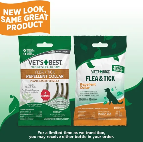 Miniatura 3 de Vet's Best Collar natural para pulgas y garrapatas para perros, collar repelente natural con ingredientes a base de plantas, prevención