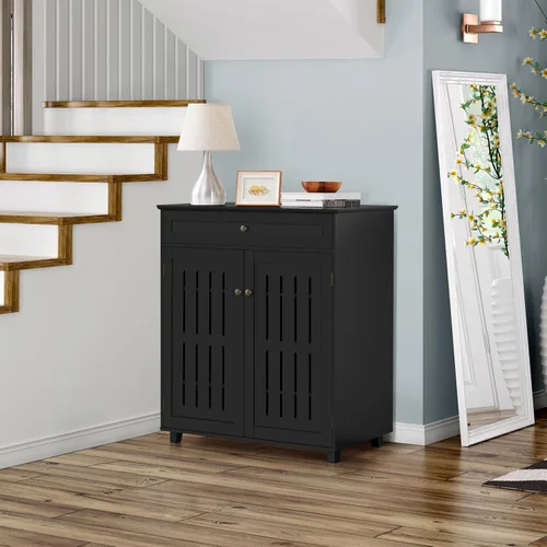 Miniatura 9 de Yaheetech Gabinete de barra de café, gabinete de baño con 1 cajón y estante ajustable, gabinete de almacenamiento de bufé de cocina para oficina
