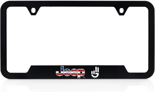 Miniatura 9 de Marco para matrícula de Jeep Wave, cantidad 1 incluida (metal negro)