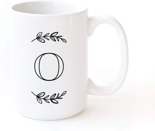 Miniatura 27 de The Cotton & Canvas Co. Manhattan Wreath - Taza de café personalizada con monograma inicial con letra A, taza de café de cerámica de porcelana. Para