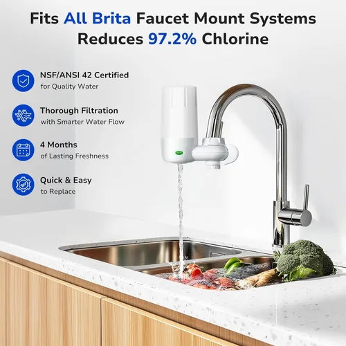 Miniatura 8 de Fil-Fresh Paquete de 2 filtros de repuesto para grifo Brita Filtro de agua FR-200, FF-100, Brita 36311 Sistema de filtro de grifo para grifo, Blanco