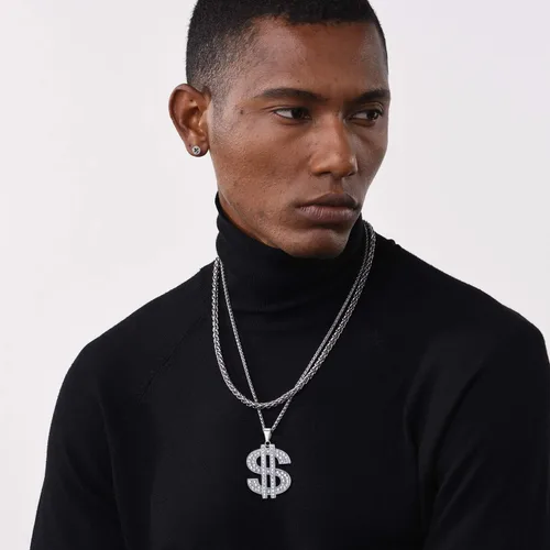 Miniatura 5 de U7 Colgante punk hip hop para hombre de acero inoxidable chapado en oro de 18 quilates personalizado AK47IcedTijerasCalavera M9 Collares