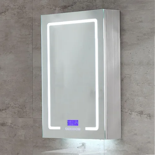 Miniatura 8 de Armarios de baño con espejo, gabinete de baño LED con estantes, armario de espejo de baño de almacenamiento con luces LED con luz ambiental y espejo