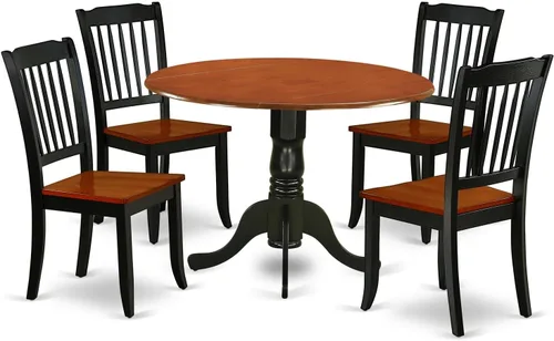 Miniatura 7 de East West Furniture DLDA3-BCH-W Dublin - Juego de habitación de 3 piezas que contiene una mesa de cocina redonda con gotas y 2 sillas de comedor, 42