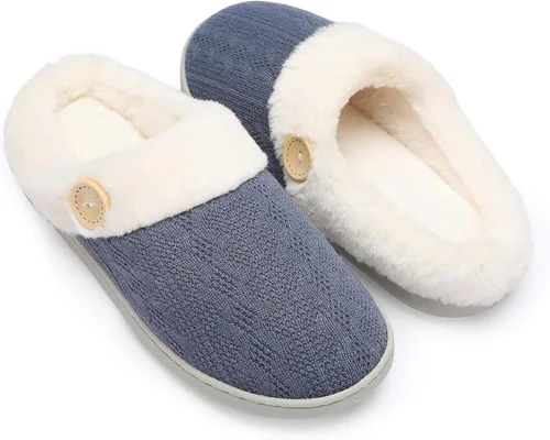 Miniatura 12 de Chantomoo Pantuflas para Mujer Cálidas y Cómodas con Espuma Viscoelástica Pantuflas de Casa Zapatos de Punto con Forro de Piel Sintética Suela