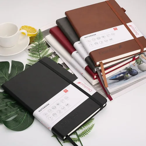 Miniatura 2 de Cuadernos forrados para diario, con lazo para bolígrafo. Cuadernos de tapa dura para trabajo, papel grueso de 100 Gsm con bolsillo