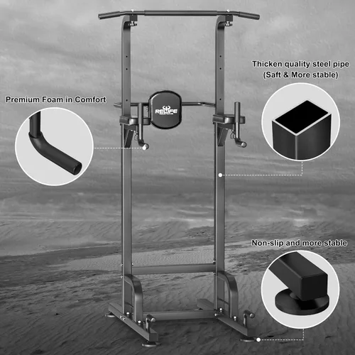 Miniatura 8 de RELIFE Power Tower - Ganchos para levantamiento de pesas para hombres y mujeres