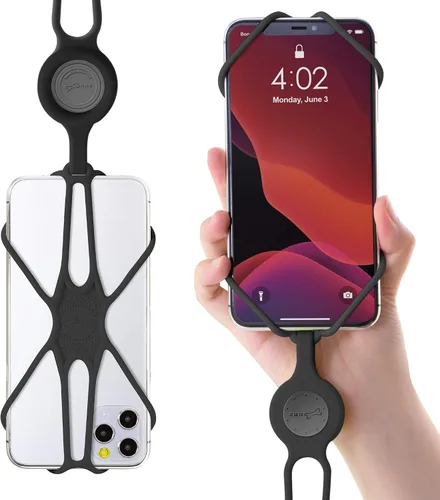 Miniatura 13 de Cordón para llevar teléfono celular + soporte de cuello 2 y protector de teléfono 2 Negro