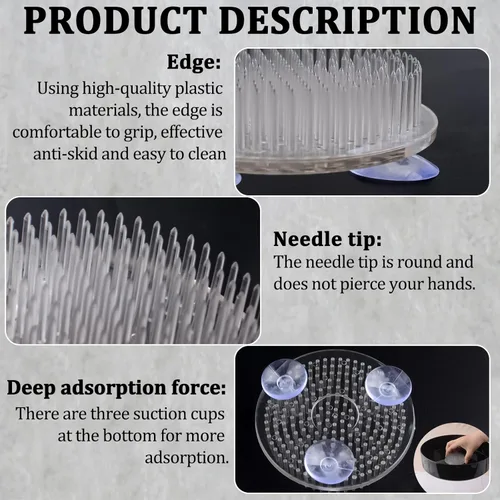 Miniatura 3 de WANDIC Flower Frog, 4 Pcs Round Clear Plastic Ikebana Kenzan Frogs Japanese Flower Arranging Holder with 3 Suckers for DIY Flower Art Craft 4 piezas