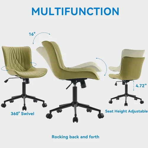 Miniatura 3 de YOUNIKE Silla de Oficina, Silla de Escritorio sin Brazos con Ruedas, Sillas de Oficina Ajustables y Giratorias para Computadora, Silla de Tocador
