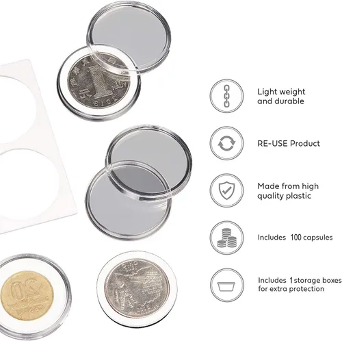 Miniatura 6 de AITIME Funda para coleccionista de monedas, 30mm