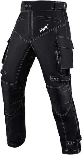 HWK - Pantalones de motocicleta dual sport para hombre con tela de Cordura textil resistente al agua y armadura de protección contra impactos