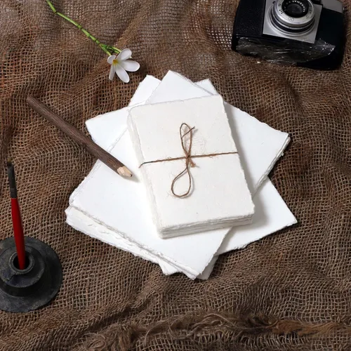 Miniatura 7 de 50 paquetes de papel de acuarela de algodón con borde de cubierta 200 GSM papel de acuarela texturizado en bruto para escribir Blanco roto