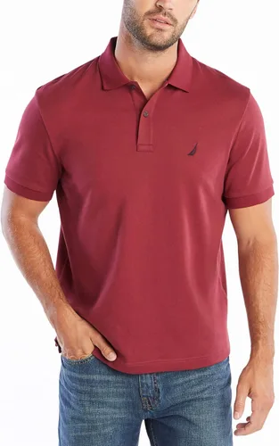 Nautica - Camiseta tipo polo de manga corta para hombre diseño de algodón suave y color liso con ajuste clásico