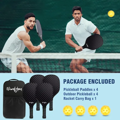 Miniatura 6 de Juego de palas de pickleball Eliwdshen de 2 o 4 con pelotas de pickleball y bolsa Las raquetas están fabricadas según los estándares de USAPA