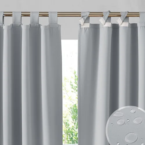 Miniatura 31 de RYB HOME Cortinas para Exteriores para Patio - 2 Paneles Cortinas para Exteriores Desmontables con Parte Superior Adhesiva Impermeables Opacas