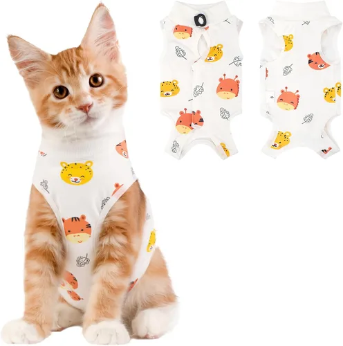 Miniatura 16 de Coppthinktu Traje de recuperación de gato para mujer, mameluco transpirable para después de la cirugía para heridas abdominales o enfermedades