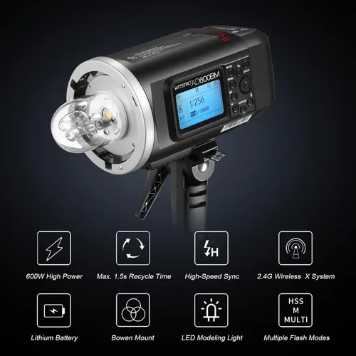 Miniatura 3 de Godox AD600BM Montura Bowens 600Ws GN87 Flash estroboscópico de alta velocidad para exteriores y estudio monoluz con sistema inalámbrico 2.4G X