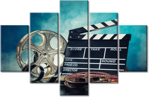 Miniatura 51 de Lienzo decorativo para pared, imágenes de cine, decoración de pared para sala de estar, 5 piezas, concepto de cine, escena, obra de arte, decoración