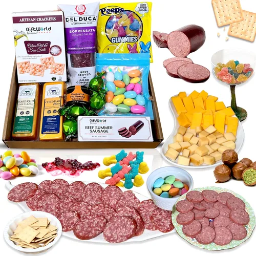 Miniatura 8 de Cesta de regalo de carne y queso, artículos de comida para charcutería, regalos de comida para hombres, muestra de carne para hombres, fiesta